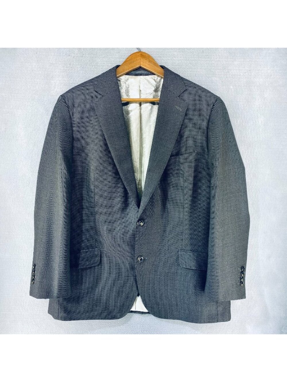 J Hilburn Blazer Mens 44R Brown Gray Wool Sport Coat Modern Jacket Tailored